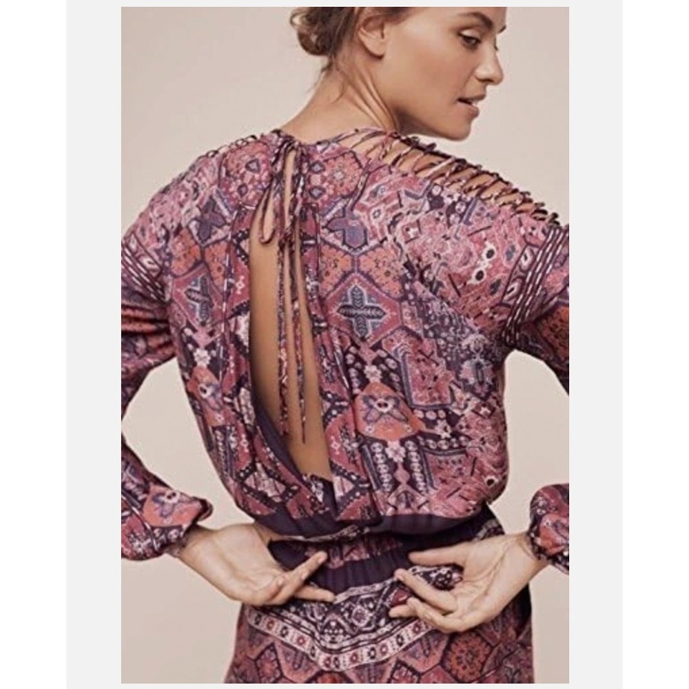 Twelfth Street by Cynthia Vincent Rosewood Jumpsuit S Anthropologie Boho Plum